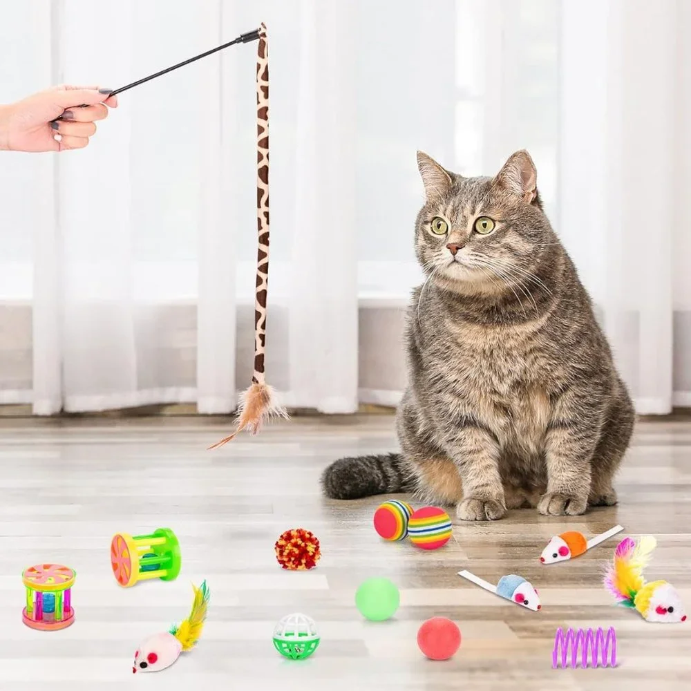 33 PCS Cat Toys Kitten Toys Set, Collapsible Cat Tunnels for Indoor Cats